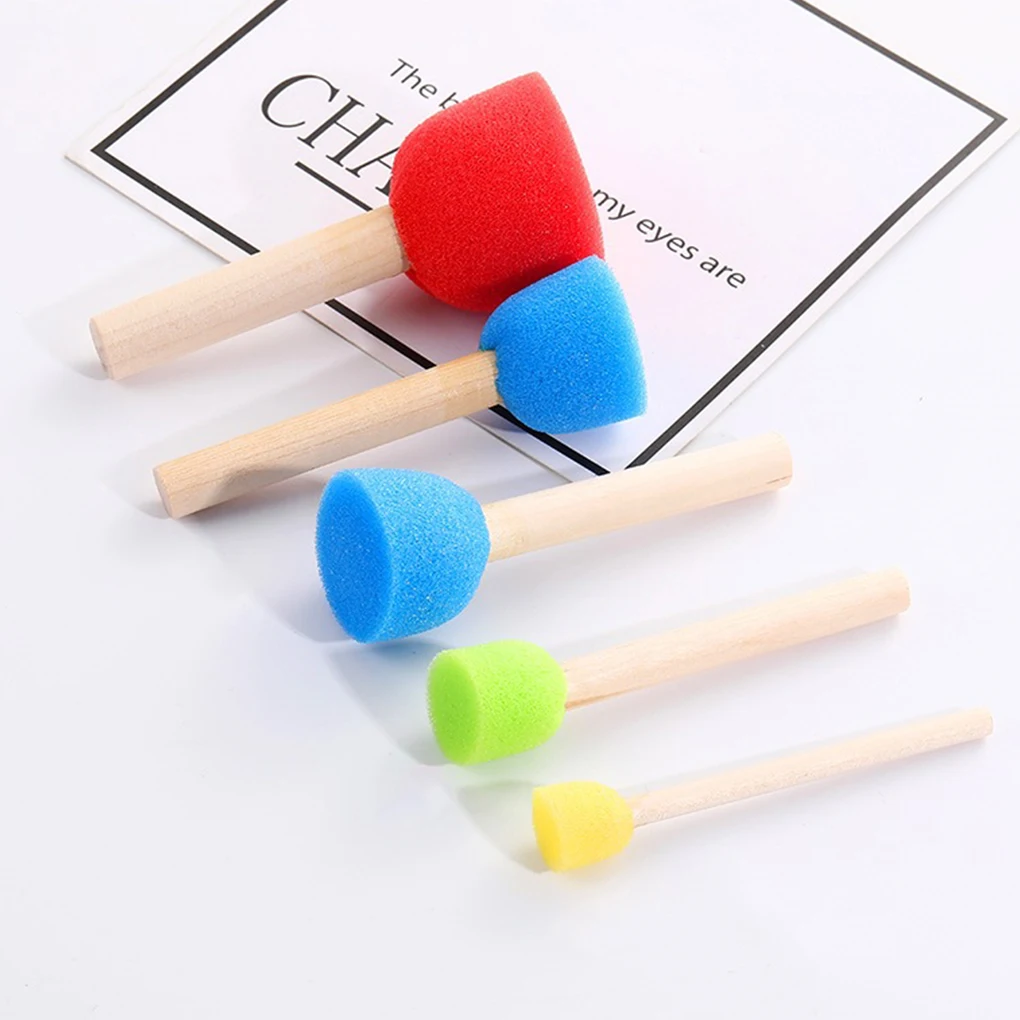 24pcs/set Painting Brushes Sponge Wooden Handle Painting Stamps DIY Art Craft Children Pouncer Stipplers 2021