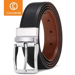 New Strap Male Genuine Leather Belts For Men Rotatable Buckle Genuine Leather Belt Men Reversible Casual Jeans Men Belt HQ113
