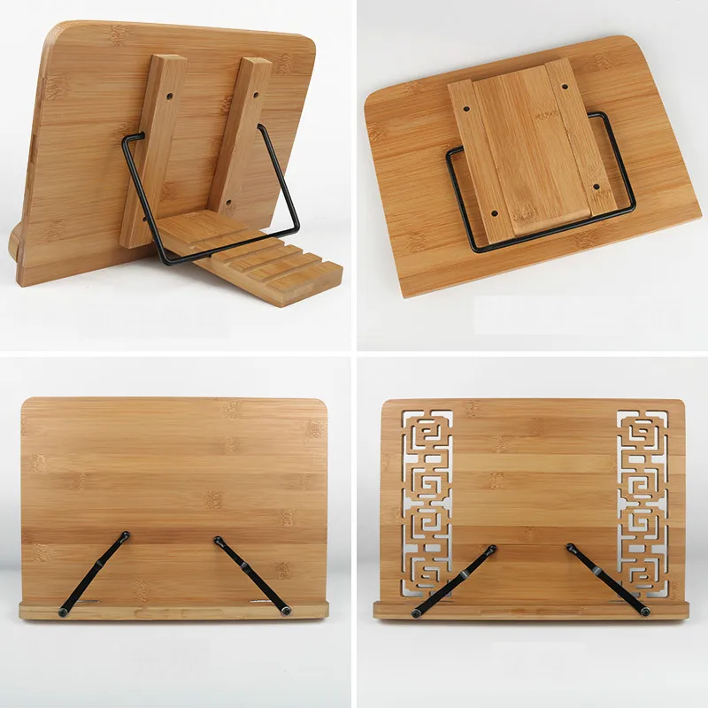 Draagbare Lezen Rack Boekensteunen Bamboe Kalligrafie Schrift Rack Student Volwassen Eenvoudige Multifunctionele Houten Leesboek Rack