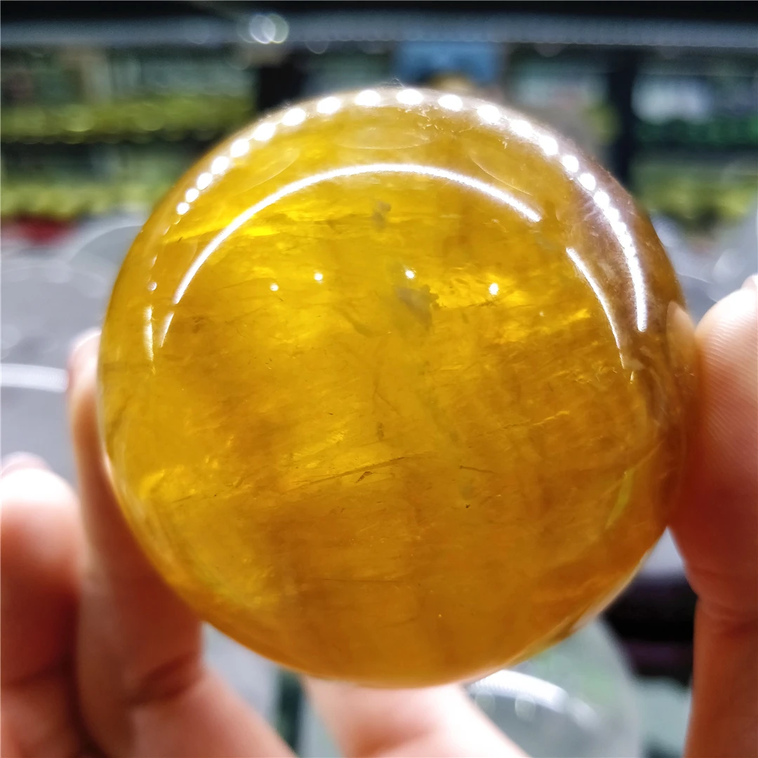 

Rare Natural Yellow Fluorite Mineral Crystal Ball Sphere Healing Reiki House Decoration Desk Ornament Collections China Supplier