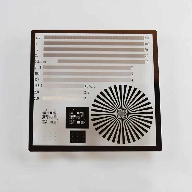 Charttu USAF 1951 Optical Resolution Test Board Test Chart 125X125X3mm Glass Chrome Lithography 1-228LP/mm