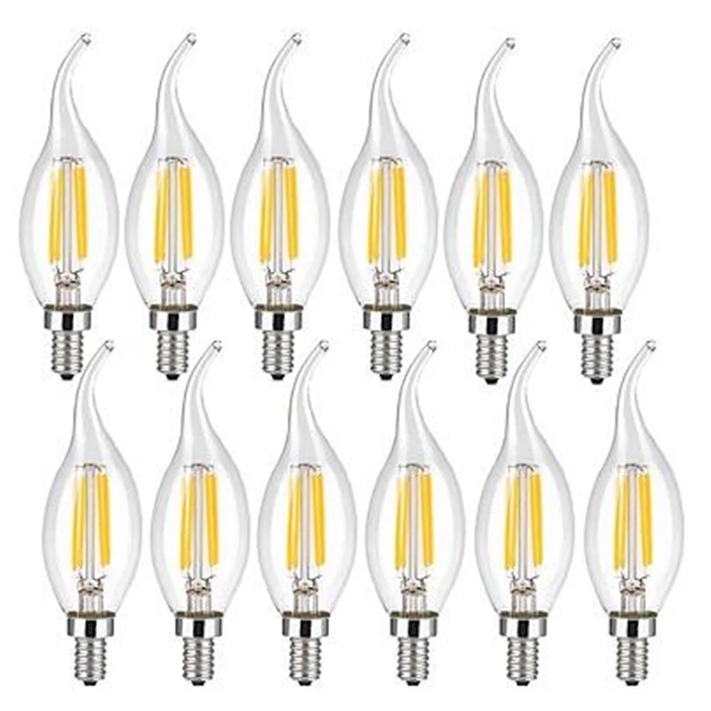 

10pcs E14 LED Bulb AC220/240V 4W 8W 12W Filament Candle Light C35 Edison Bulb Retro Antique Vintage Style Cold White Warm White