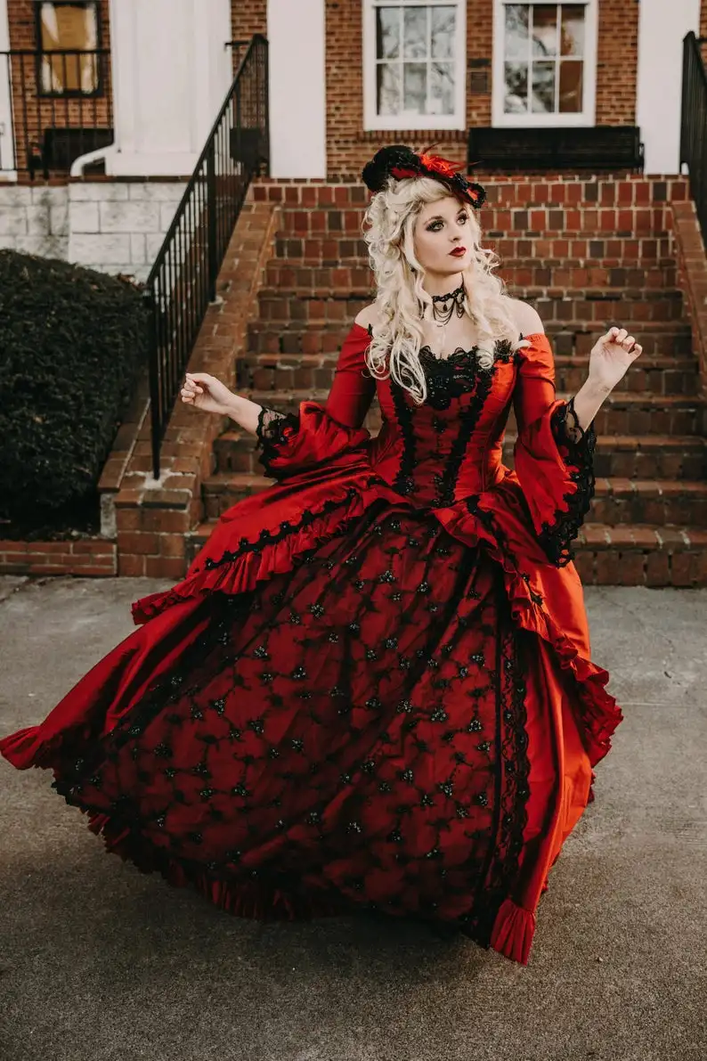Red Black Marie Antoinette Upscale Victorian Gothic Wedding Costume Gown customsized Vintage Lace-up Corset Wedding Dresses - AliExpress 320 Red Black Marie Antoinette Upscale Victorian Gothic Wedding Costume Gown customsized Vintage Lace-up Corset Wedding Dresses - AliExpress 320