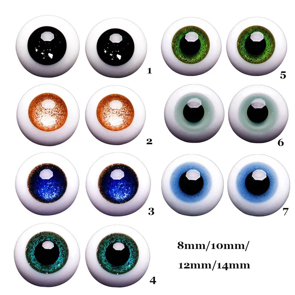 Ojos de cristal azul y negro para muñeca BJD, 8mm, 10mm, 12mm, 14mm, accesorios para manualidades, juguete de animales de seguridad