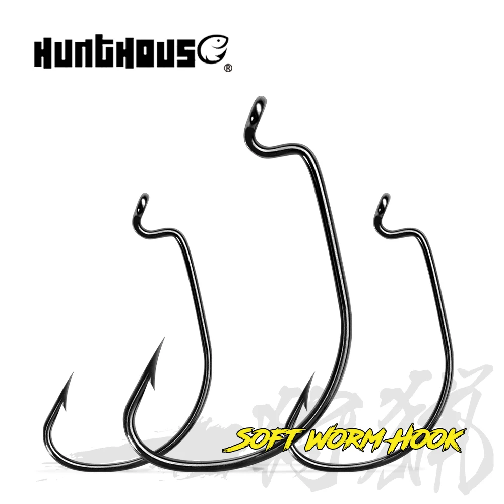 

Hunthouse Fishing Single Crank Hook Fishing Accessorie Barbed 1# 2# 1/0 2/0 3/0 Hight Carbon steel 20 pcs/bag For Fishing Soft L