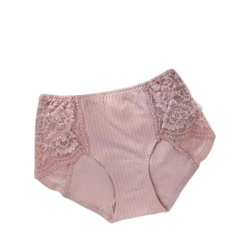 S612  Women's Cotton Panties High-Waist With Lace Panties Comfortable Have Seven Color Large Size Women's Underwear Female Breif