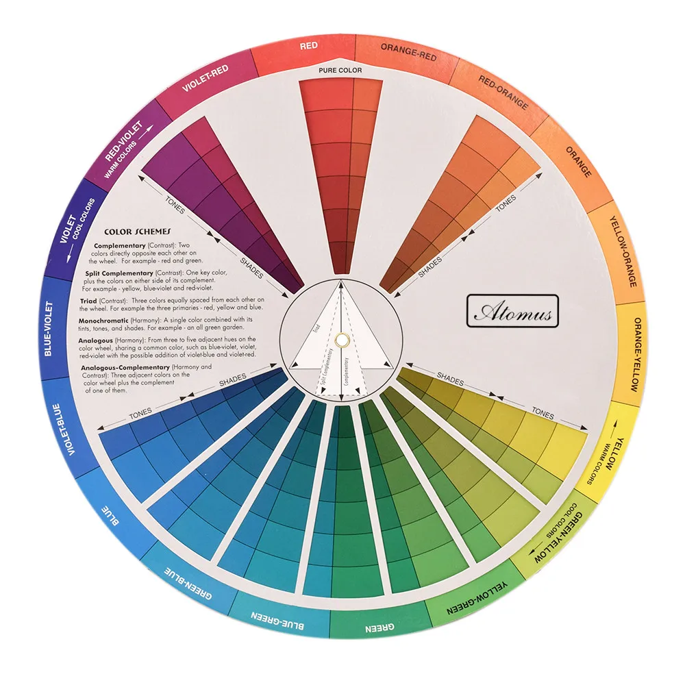 Professional Paper Card Design Color Mixing Wheel Ink Chart Guidance Round Central Circle Rotates Tattoo Nail Pigment