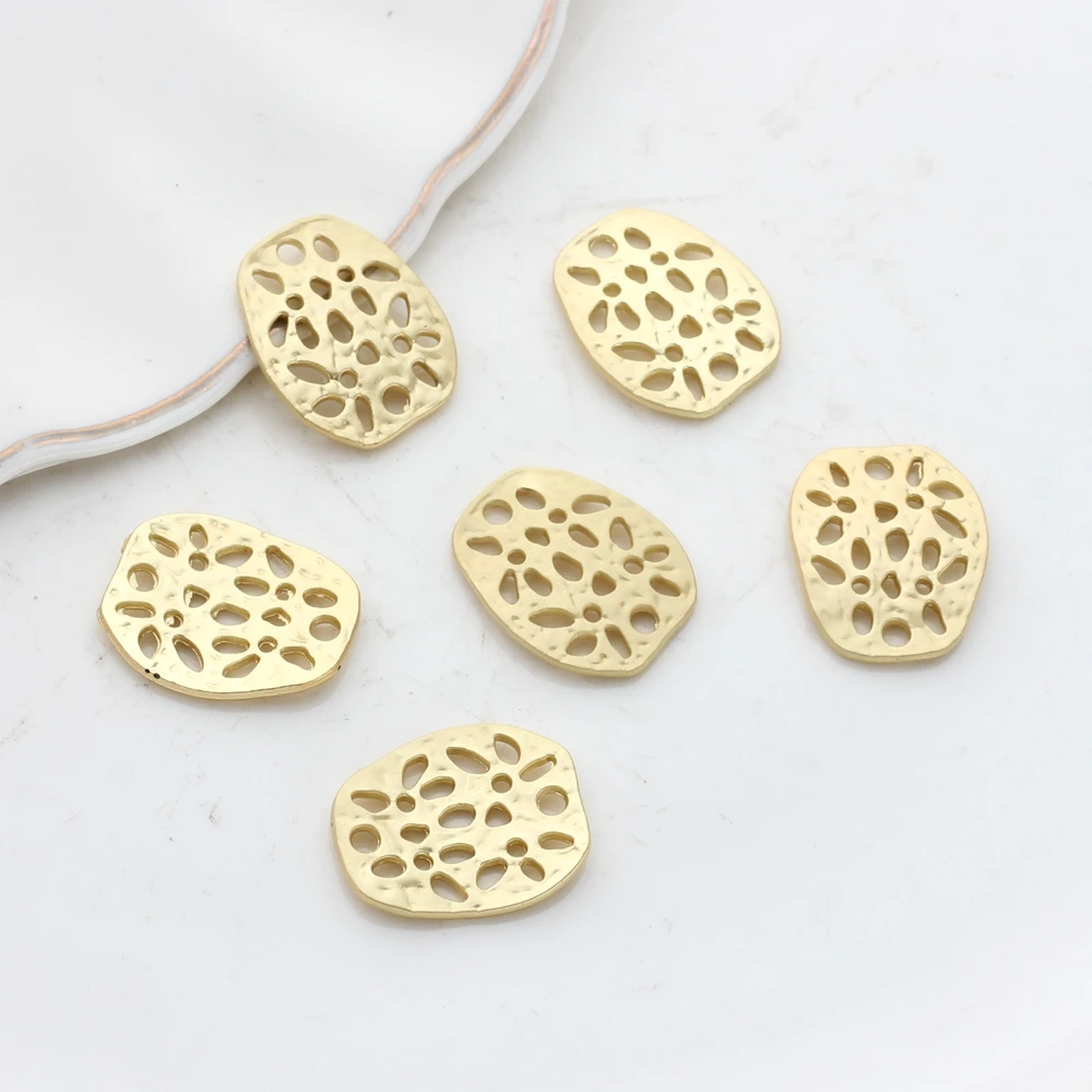 Zinc Alloy  Hollow Distorted Geometric Flower Charms Linker Connector For DIY Jewelry Earrings Making Finding Accessories