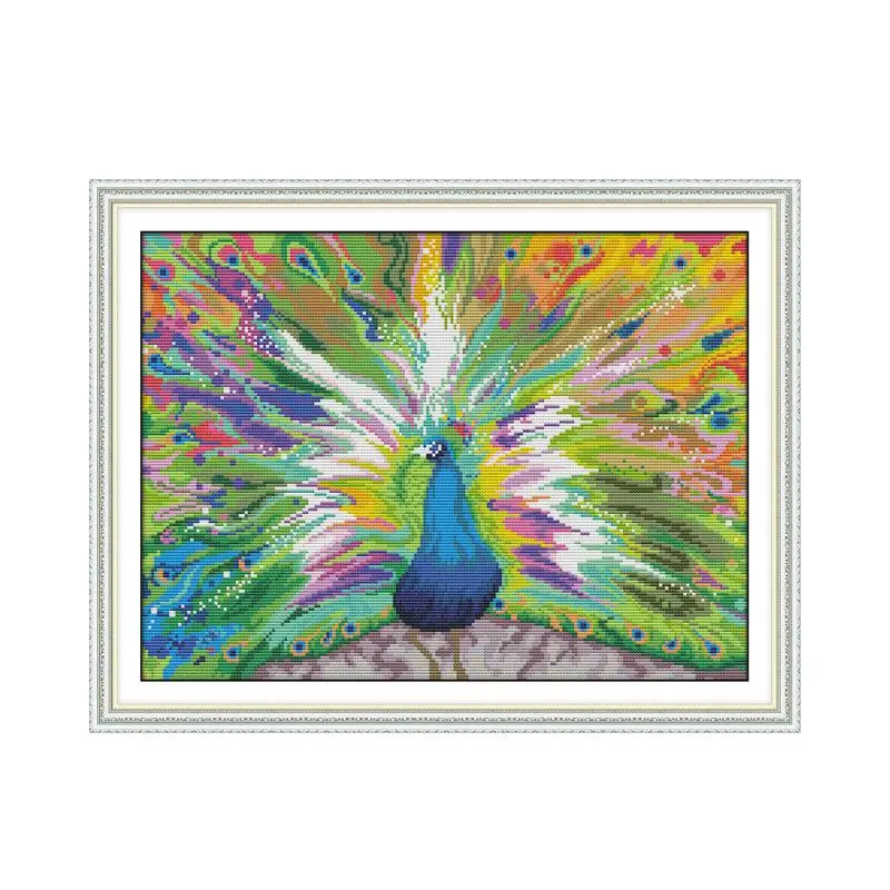 The Peacock Spreads Its Tail 2 cross stitch kit aida 14ct 11ct count print canvas cross  needlework embroidery DIY handmade