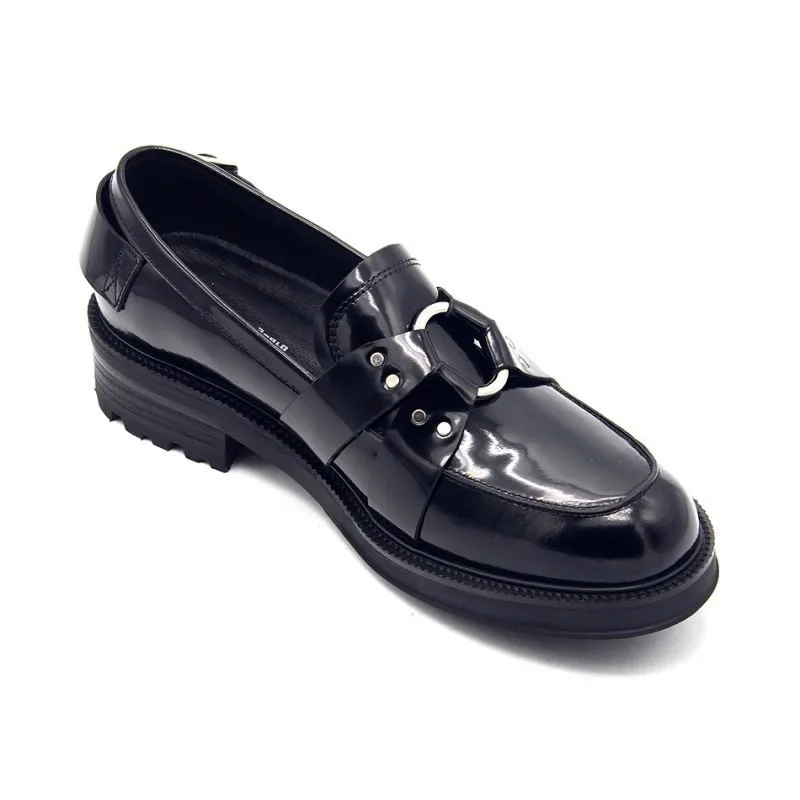 

British Elegant Mens Genuine Leather Dress Shoes Buckle Designer Block Med Heels Round Toe Slip On Loafers Platform Formal Shoes