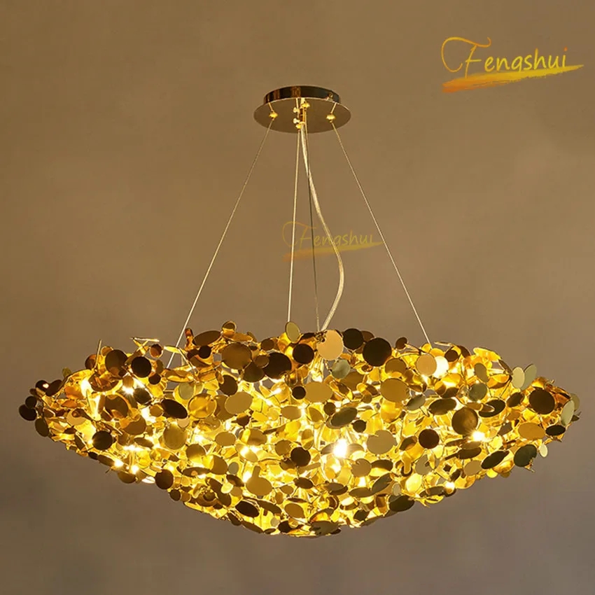 

Modern Light Luxury LED Crystal Pendant Lamp Nordic Golden Gloss LOFT Pendant Lights Hotel Villa Bedroom Living Room Hanginglamp