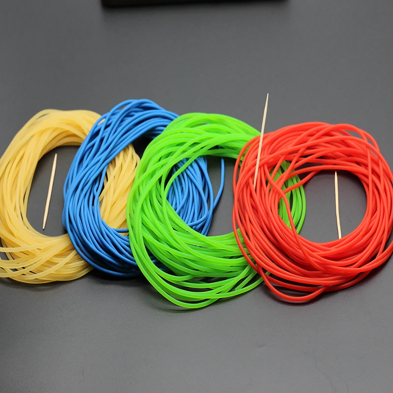 Solid Elastic Rubber Fishing Rope, Natural Green, Blue, Red Color, Diameter 2mm, High Quality