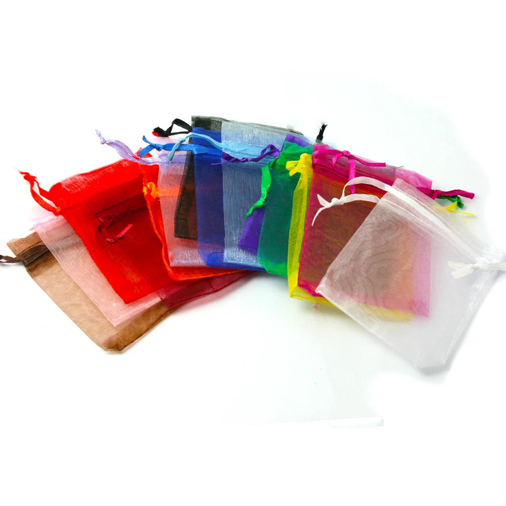 10pcs 10x15/13x18/15x20/17x23cm Drawable Organza Jewelry Packaging Display Pouches Bags For DIY Gift Wedding Party Decoration