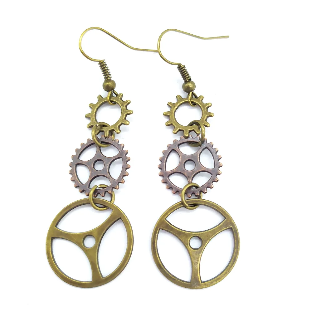 Simple Style Varied Gears Liner Girl`s Steampunk Drop Earrings