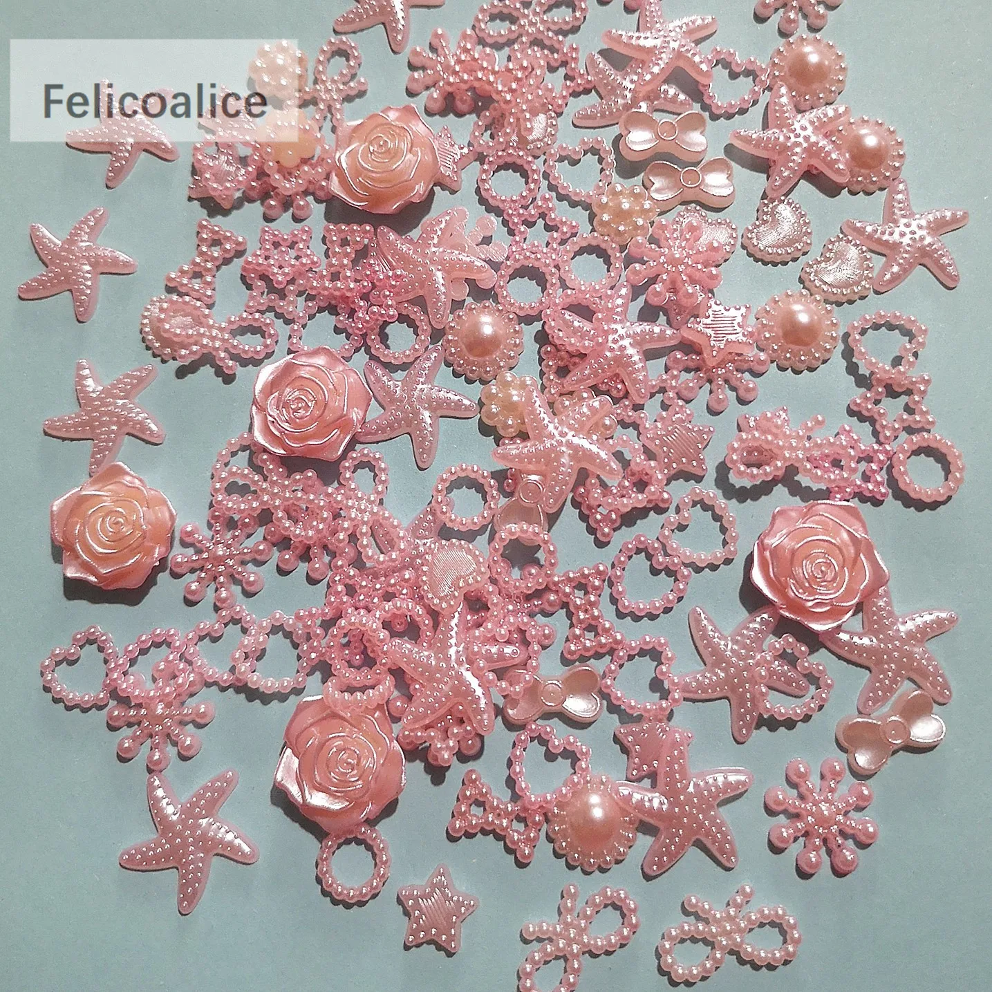 1000pcs Assorted ABS Pearl Bow Heart Flatback Cabochons DIY Resin Shaker Charms Molds Stuff Moon Star Slime Fillings Fillers