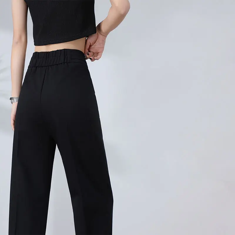 Casual Pants Women Design High Waist Breathe Summer Full Length Classic All Match College Wide Leg Trousers New Arrive Ulzzang