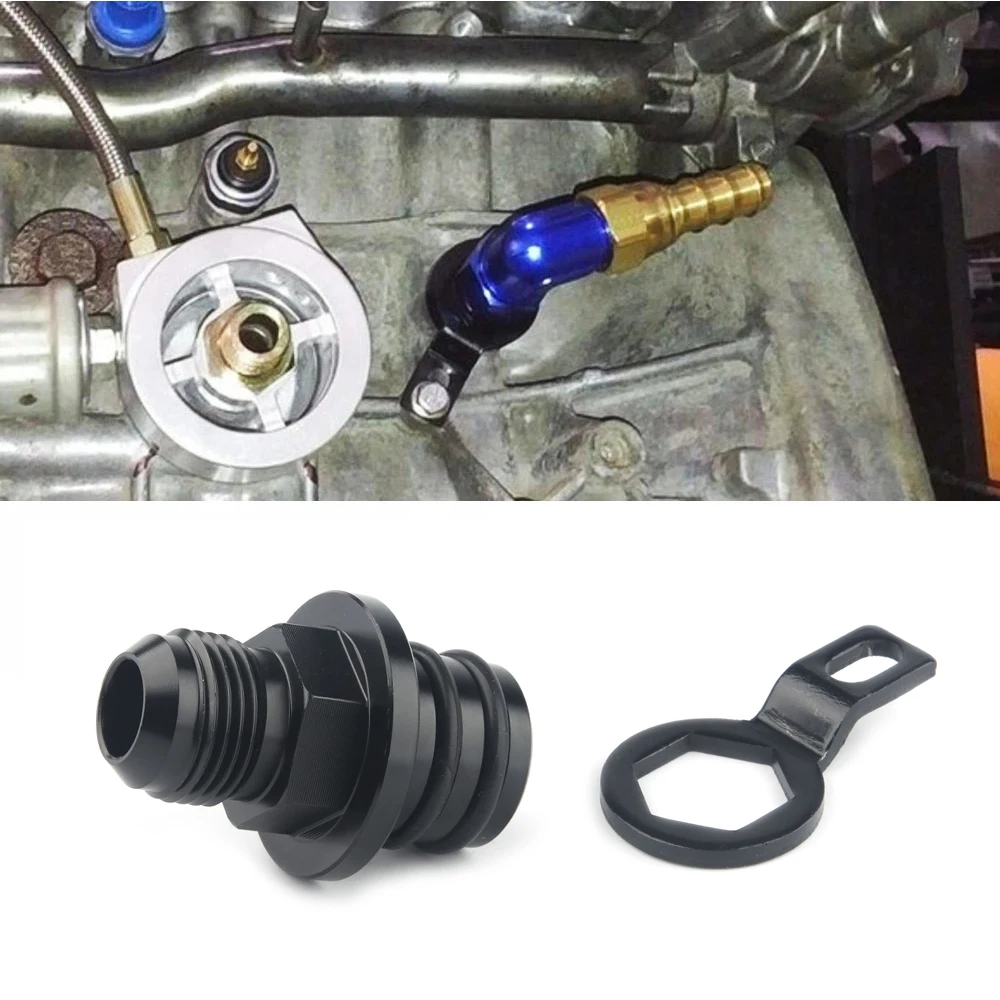 Black Rear Block Breather Fitting Adapter For Acura Integra Honda CR-V Civic Oil Catch Can B16 B18 B20