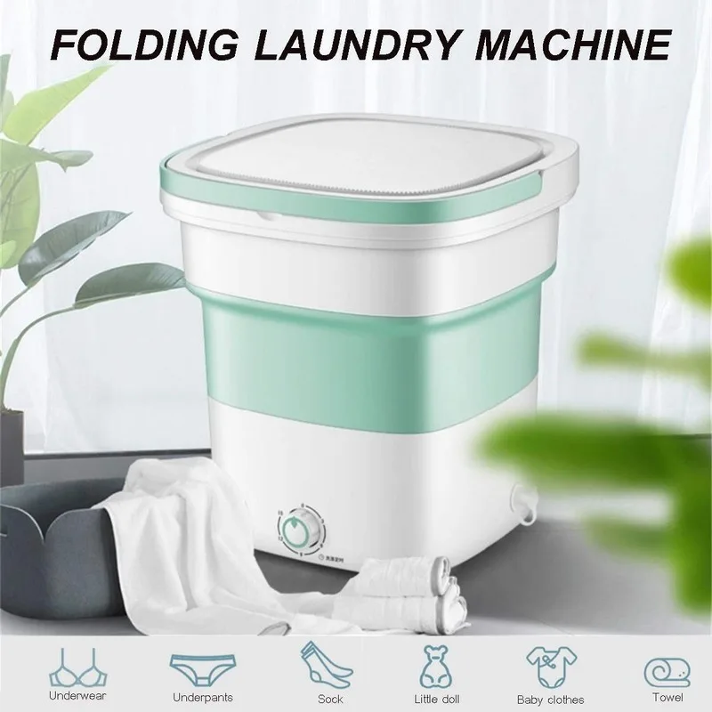 220V Ultrasoni Folding Clothes Washing Machine Portable Semi-automatic Laundry Underwear Cleaning Washing Machine Dehydration