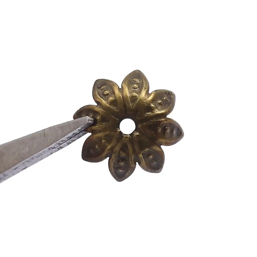 100pcs 8-10mm Lotus Flower Metal Beads Caps Loose Spacer Cone End Beads Cap For DIY Jewelry Making Necklace Accessories