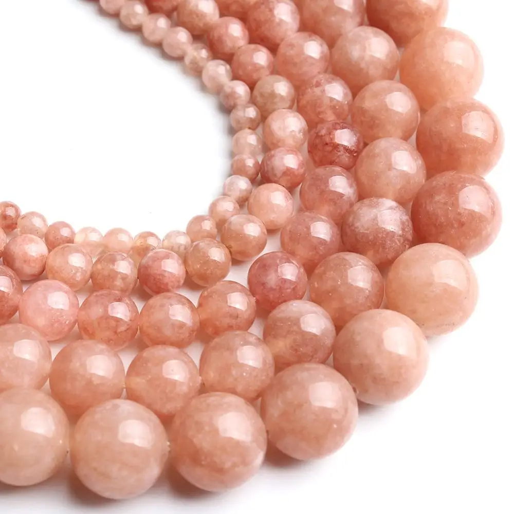4/6/8/10/12mm Sunstone Beads Round Loose Spacer Beads 15\'\'Inch For Jewelry Making Angelite Stone DIY Bracelet Necklace Wholesale