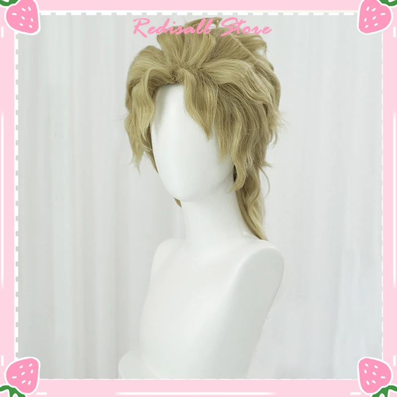 Dio Brando วิกผมความร้อนทน Cosplay ฮาโลวีน Headwear สำหรับผู้ชายผู้หญิงหมวกวิกผมฟรีใหม่มาถึงผม