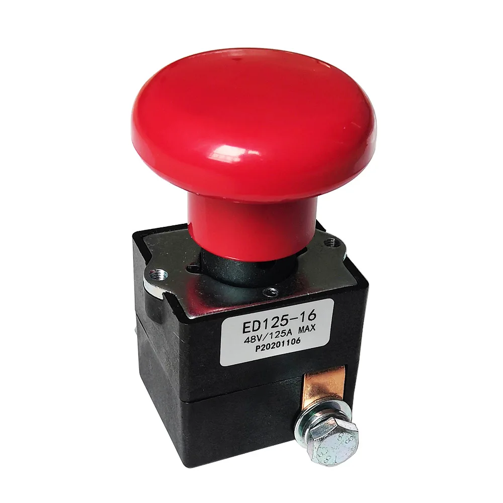 ED125-16 Emergency Stop Mushroom Head Push Button Switches for Pallet Car Electric Pallet Trucks Golf Cart 125A 48V