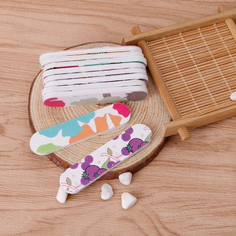 Mini Pro Nail Files Cute Round Double Sided Grit Nail Art Tips Tools Manicure