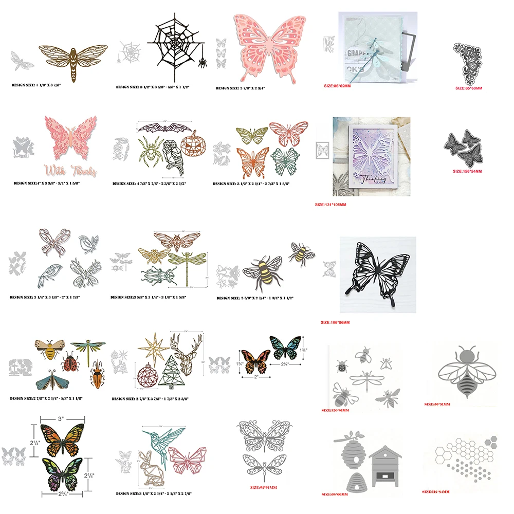 New Metal Insects Butterfly Bee Cutting Dies For 2024 Scrapbooking and Envelope Dragonfly Stencils  Paper Card Making Crafts