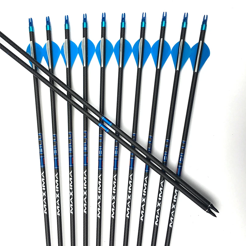 

3K Weave Carbon Arrow for Archery, Vane Arrow Point, 75gr Compound, Traditional Bow Hunting, Sp400, 500, 32 ", ID6.2mm, 6 Pcs, 1