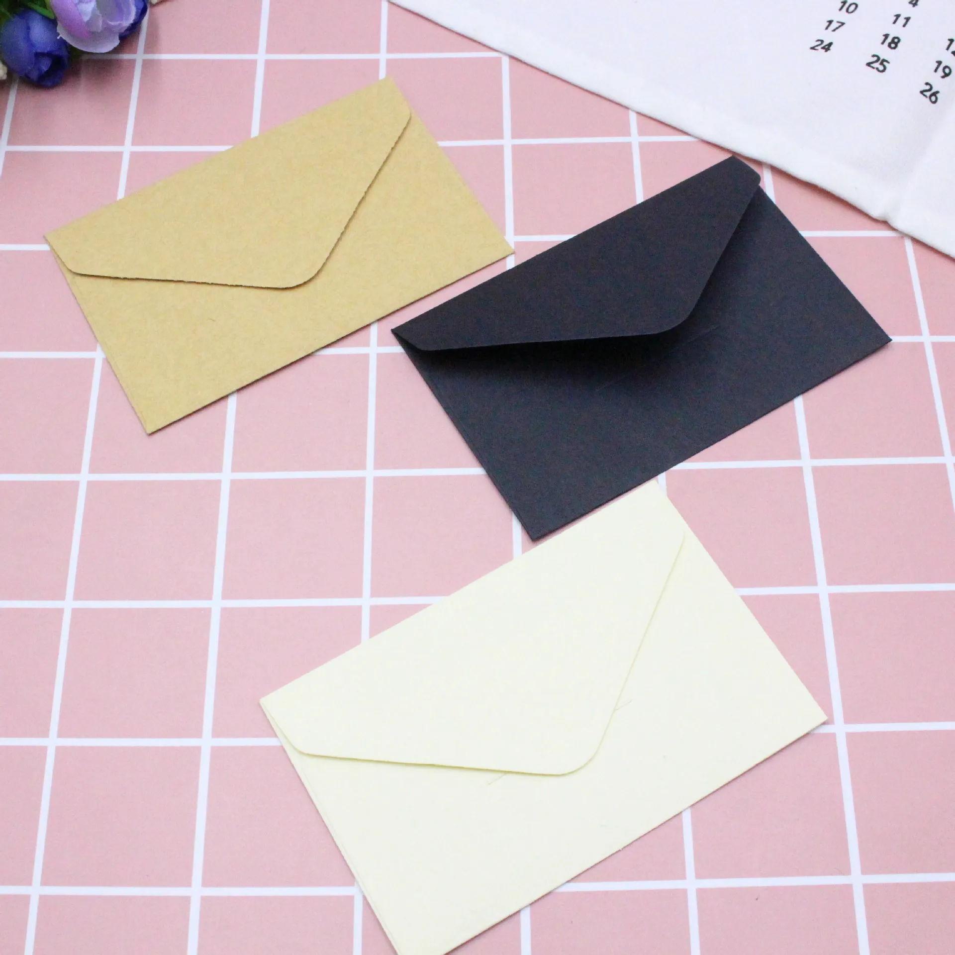 Envelope de presente para convite de casamento, mini envelope clássico branco preto com estampa kraft, em branco, janela de papel, envelope com 10