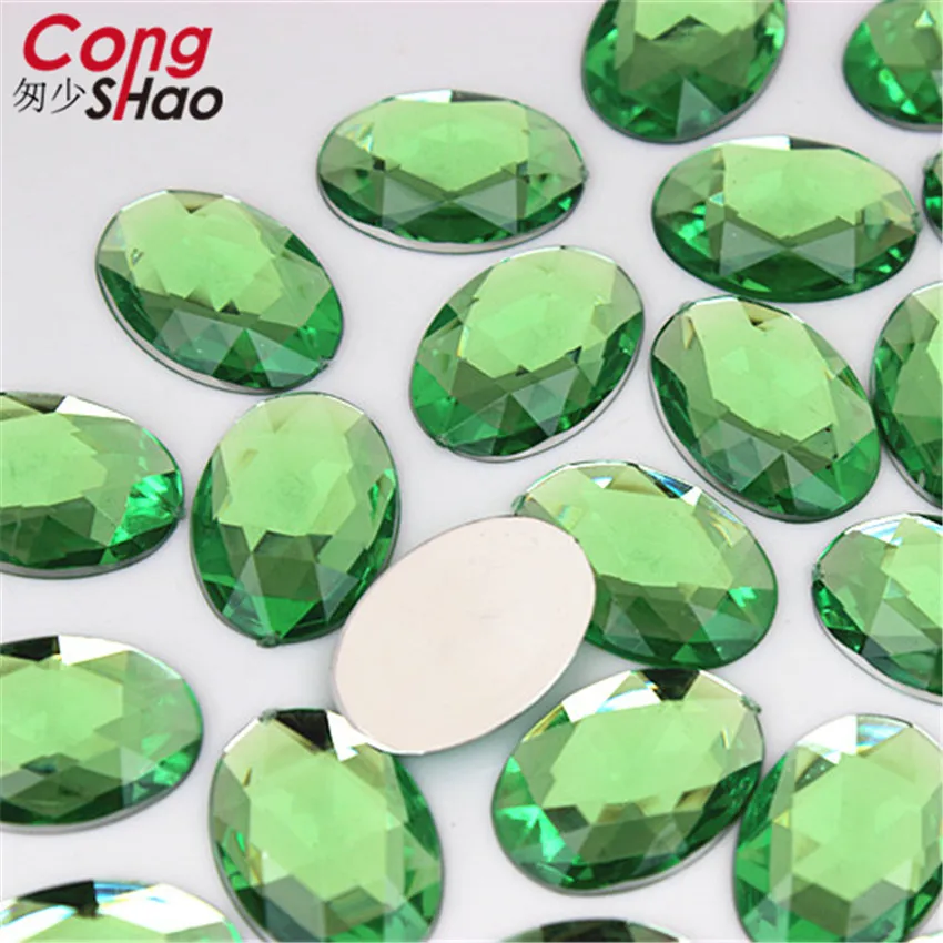 Cong Shao 100Pcs 13*18mm Oval Shape Crystal  Acrylic Rhinestone trim Flatback Stone for DIY Clothing Craft Accessories YB205