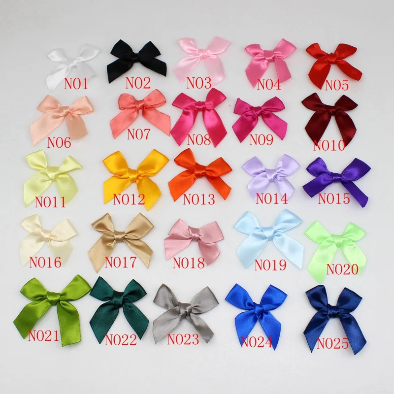 50PCS 5*5CM Ribbon Bows Solid color Polyester Satin Ribbon Bow Flower DIY Crafts Handmade Decoration Handwork Party Supplies