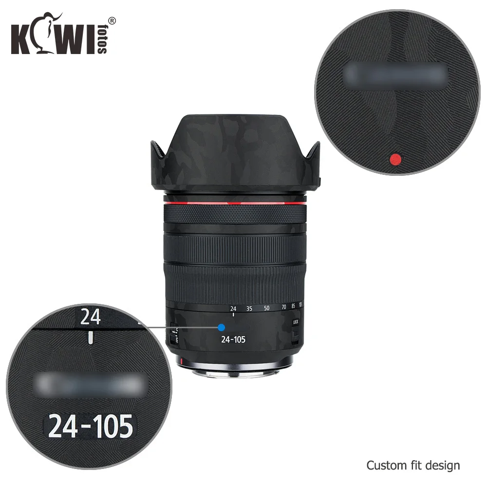 Anti-Slide Lens and Lens Hood Cover Film For Canon RF 24-105mm F4L IS USM Lens & EW-83N Lens Hood Skin 3M Sticker Shadow Black