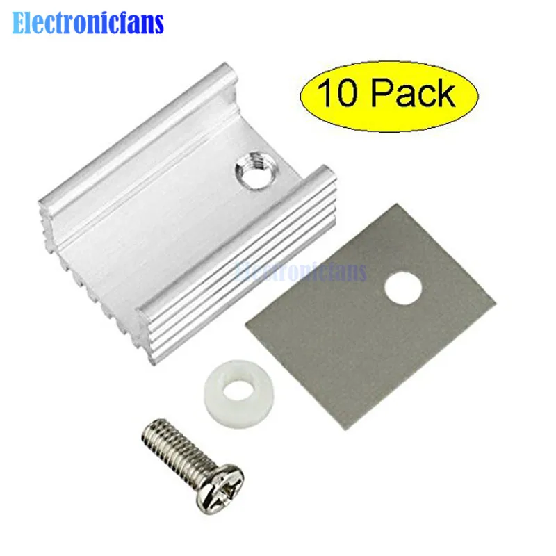 10pcs TO-220 Cooling Radiator Aluminum Sheet Heatsink Transistor Heat Sink Cooler Radiator Cooling For PC Computer Components