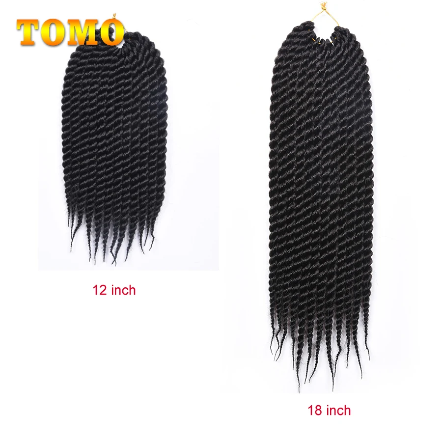 TOMO 12" 18" Senegalese Twist Crochet Braids 12 Roots Pre-twisted African Braiding Hair Extensions Ombre Synthetic Twist Hair