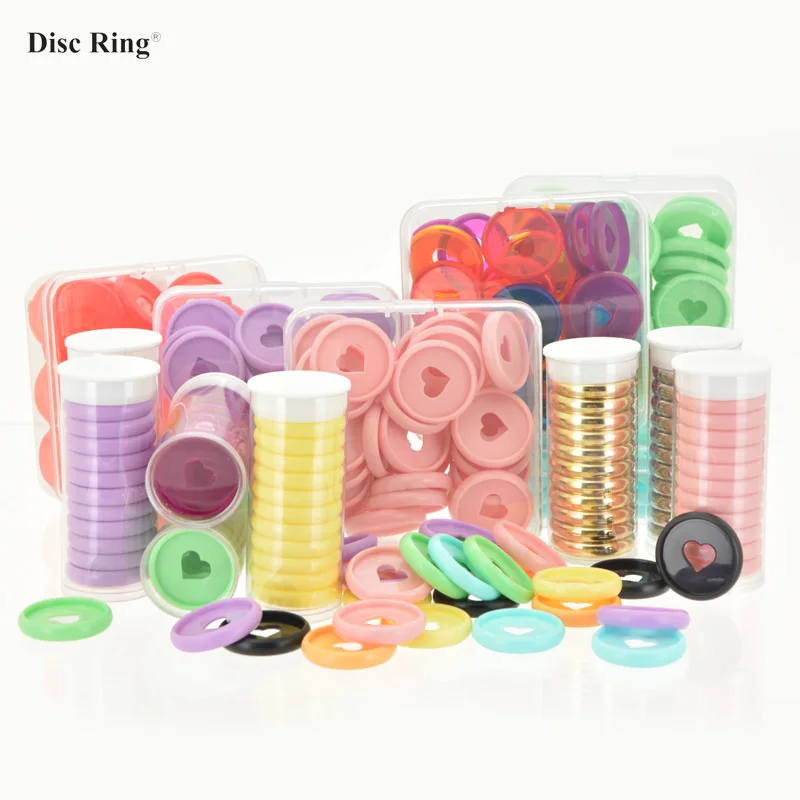 

Mushroom Hole Binding Buckle 28mm Love Plastic Ring Suitable for Loose Leaf Notepad Hand Account Book Special Peach Heart Button