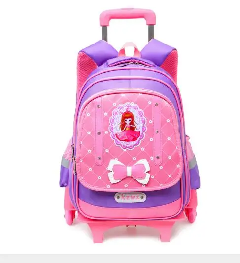 

School Rolling backpack Bag Princess School Wheeled Backpack Mochilas School Bag with Wheels kids School Trolley Bag for girls