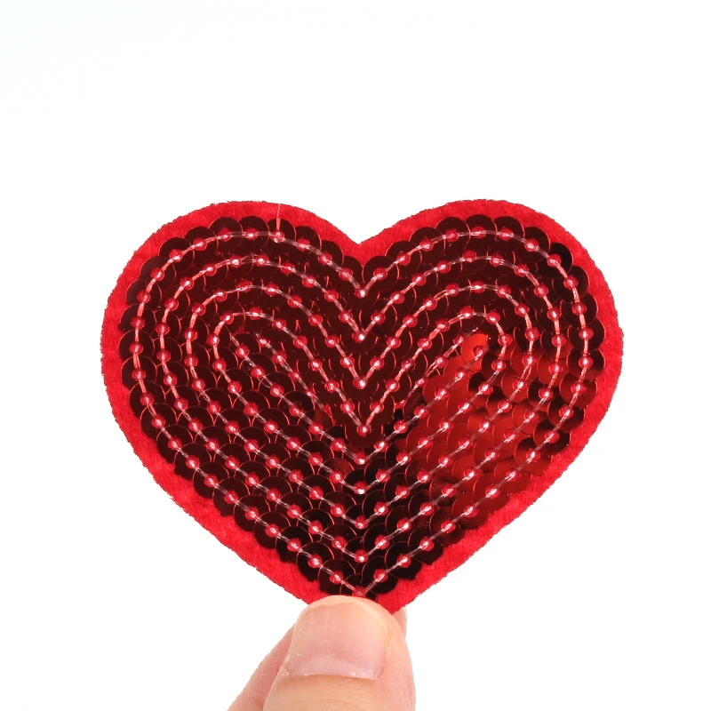 10pcs Big Sequined Heart Patch Iron On Glitter Stickers For Sweaters Dress Shirts DIY Sewing Fabric Appliques Garments Badge