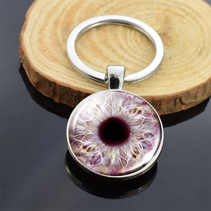 Yellow Eye Photo Jewelry Green Eye Keychain Human Eyes Double Sided Glass Dome Keyring Creative Gift