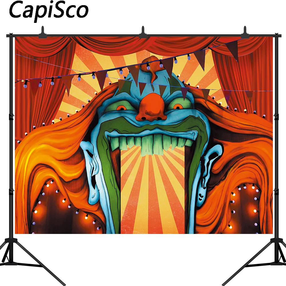 Capisco الرعب السيرك التصوير خلفية مخيف العملاق مدخل مصاص دماء ديكور صور خلفية هالوين حزب راية ستوديو