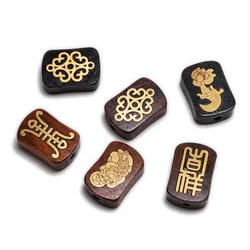 MZ201 Nepal Inlaid Copper Beads Natural Rosewood Beads Tibetan Bead Antique Golden For Jewelry Making DIY Bracelet Yoga Necklace