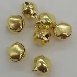 50PCS/Lot. Wholesale 8mm gold jingle Bells DIY Lacing bells Christmas decoration Noel ornament Crafts material Xmas tree hanger