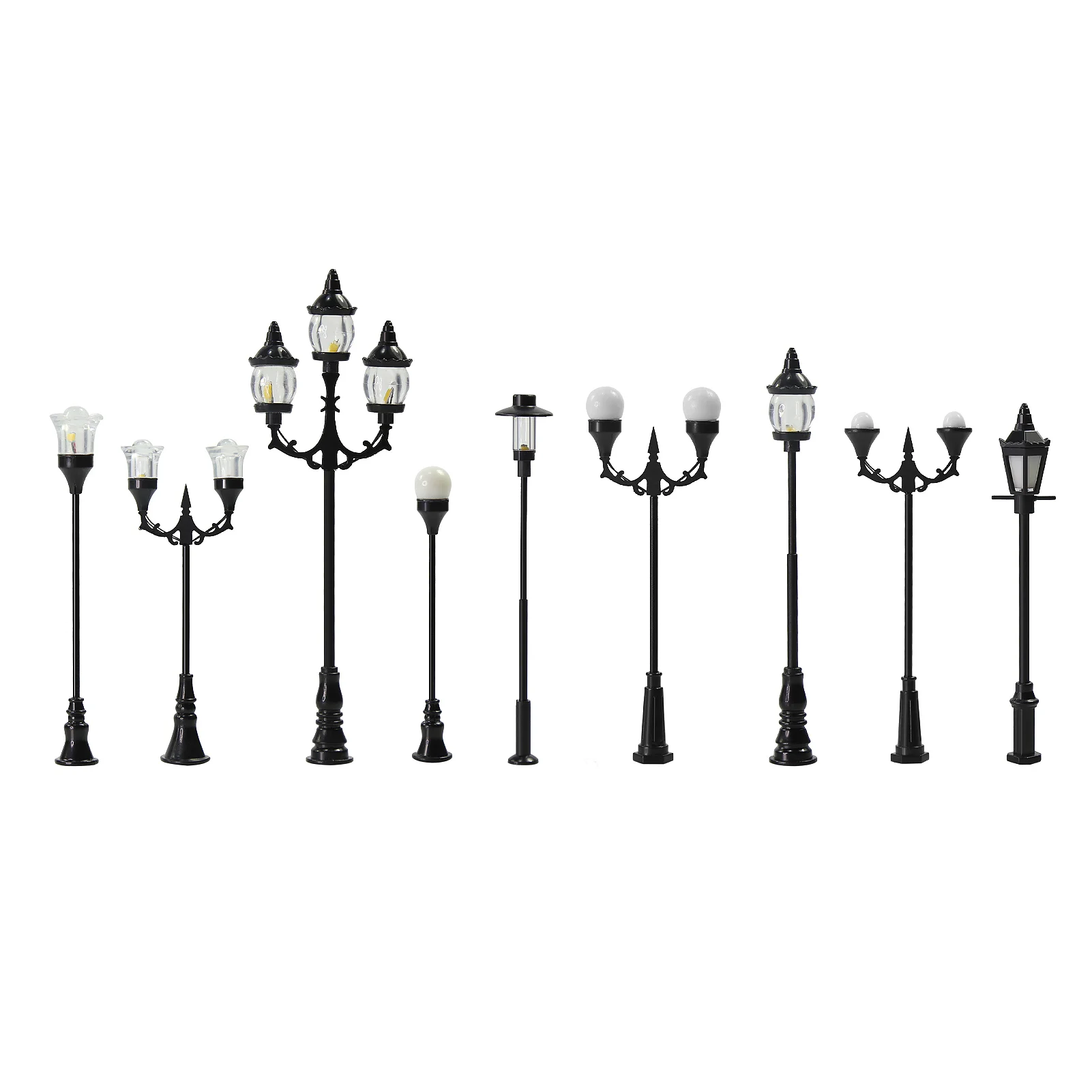 

10pcs Model Trains OO HO Scale 1:75 Street Lights Lamps Vintage LEDs Warm White LFT