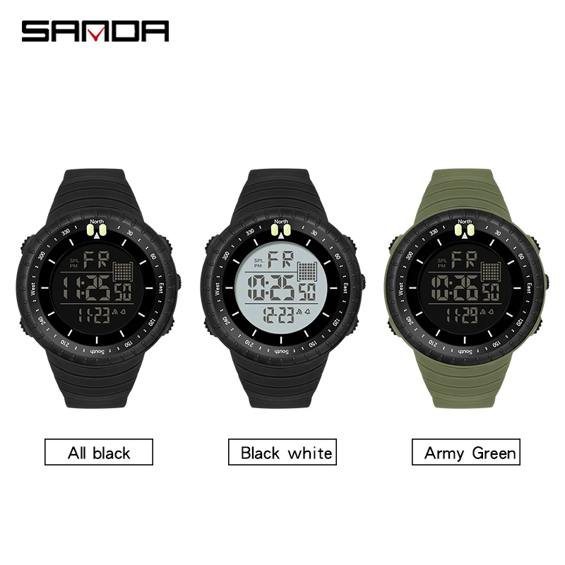 SANDA Military Sport Outdoor Watches Mens Digital Waterproof Wrist Watch Men Stopwatch Alarm Clock Top Brand reloj hombre