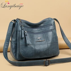 Bolsa crossbody de couro PU macio para mulheres, bolsa designer de luxo, bolsas de ombro, bolsa mensageiro casual, nova, 2022