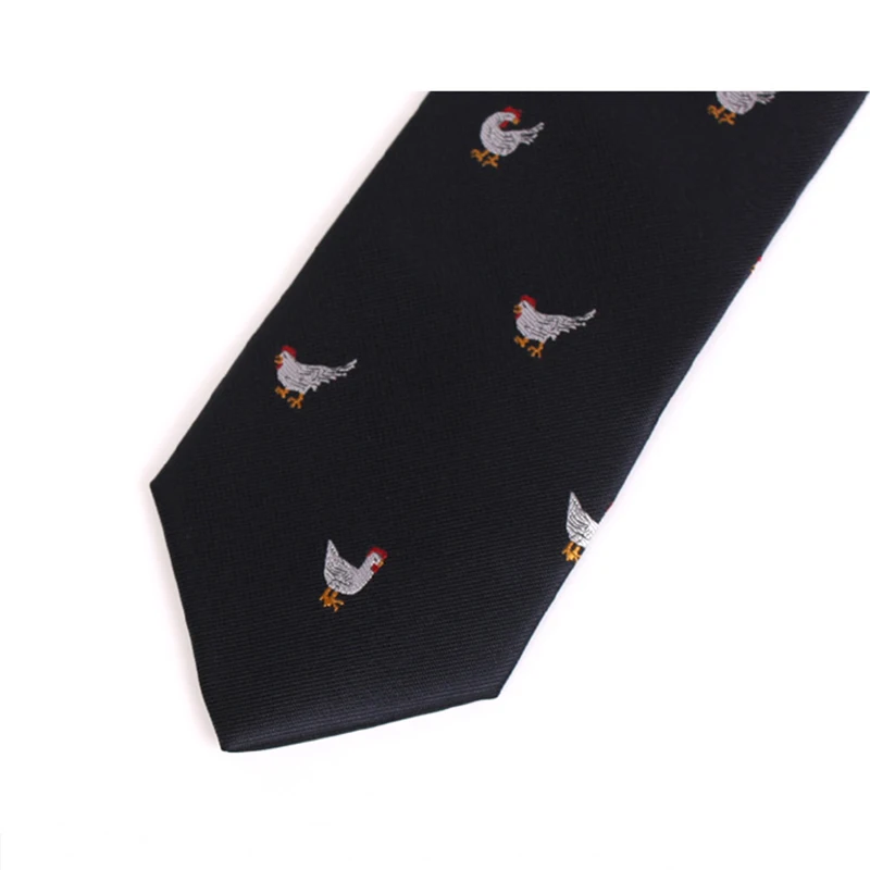 2020 Brand New 7CM Chickens Print Tie For Men Business Suit Work Necktie High Quality Fashion Formal Neck Tie Male Black Ties