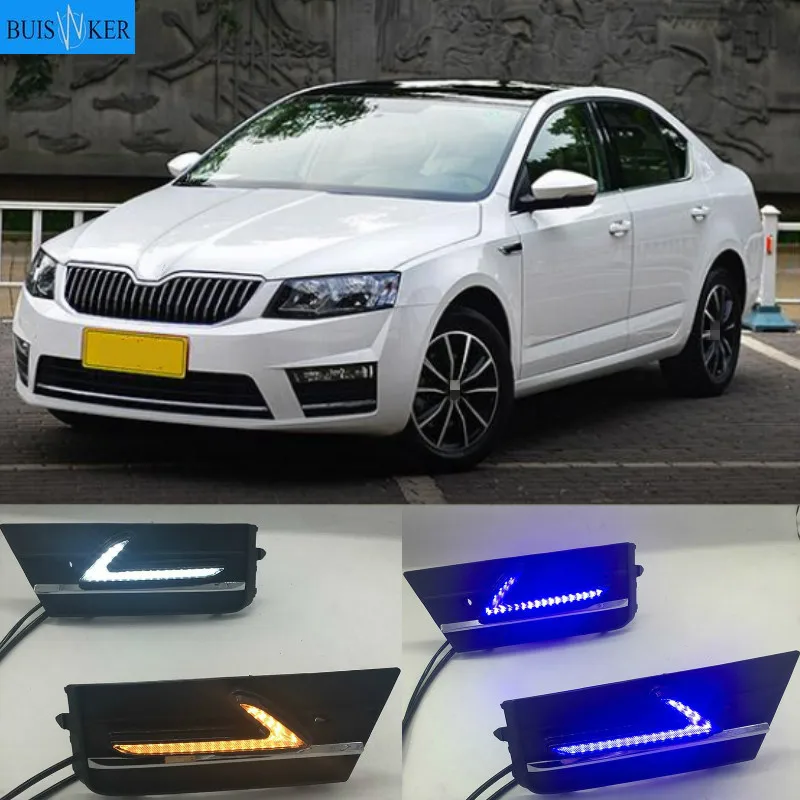 LED Daytime Running Light For Skoda Octavia 2017 Car Accessories Waterproof 12V DRL Fog Lamp Decoration