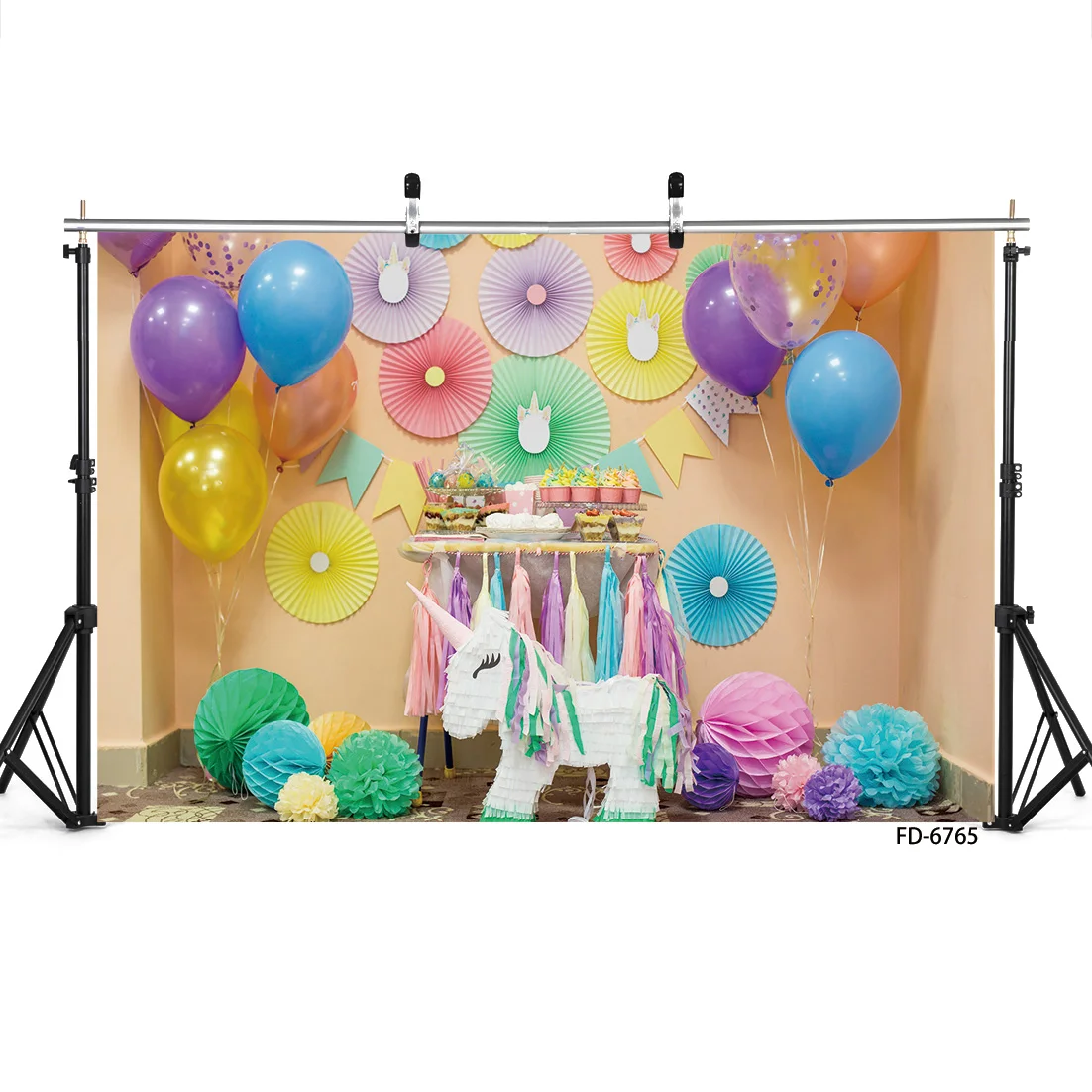 

Birthday Balloons Paper Flowers Party Photo Backdrops Vinyl Photography Backgrounds for Children Baby Photobooth Studio Props