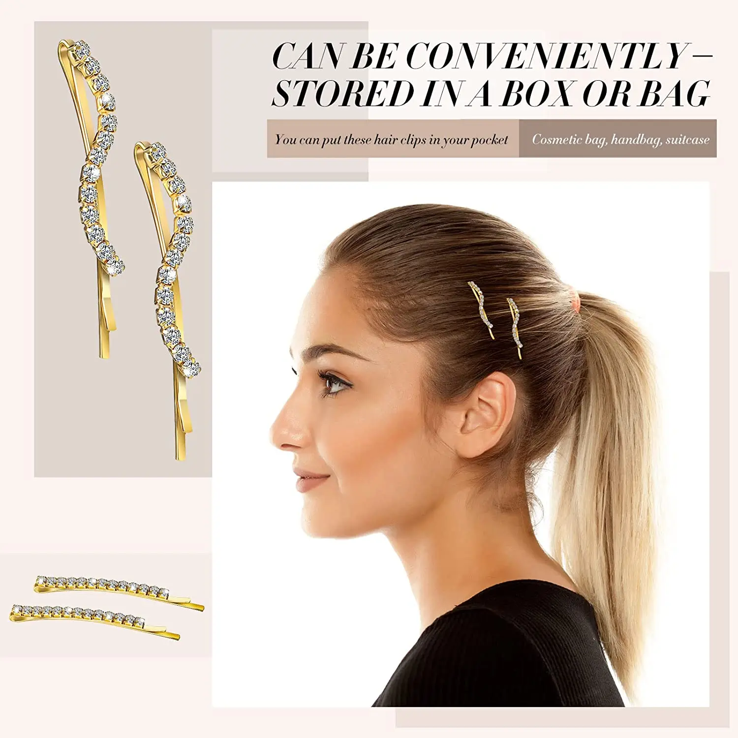 Neue Strass Bobby Pins Kristall Haars pangen Diamant Haarnadel funkelnde Haar Barettes Styling Zubehör für Frauen und Mädchen – Detail 6