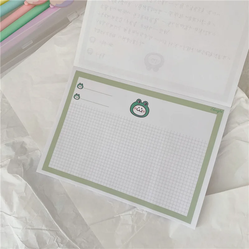 30 Sheets Cute Frog Grid Memo Pad Transverse B6 Notepad Korea Ins Student Creative Simple Kawaii Diy Diary Notebook Stationery